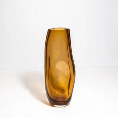 Hand Blown Murano Indented Vase in Amber - 3851080