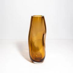 Hand Blown Murano Indented Vase in Amber - 3851081