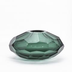 Hand Blown Murano Modern Faceted Bowl in Emerald Green - 4227099