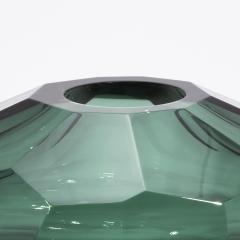Hand Blown Murano Modern Faceted Bowl in Emerald Green - 4227102