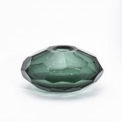 Hand Blown Murano Modern Faceted Bowl in Emerald Green - 4227108