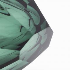 Hand Blown Murano Modern Faceted Bowl in Emerald Green - 4227113