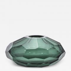 Hand Blown Murano Modern Faceted Bowl in Emerald Green - 4227367
