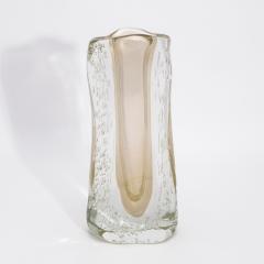 Hand Blown Murano Modern Fluid Vase Clear with 24 karat Gold Flecks and Bubbles - 4229188