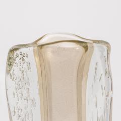 Hand Blown Murano Modern Fluid Vase Clear with 24 karat Gold Flecks and Bubbles - 4229246