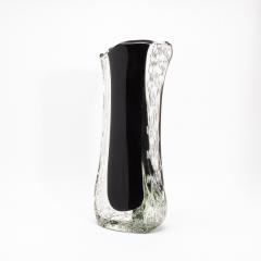 Hand Blown Murano Modern Fluid Vase in Onyx Black with Bubbles - 4235045