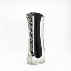 Hand Blown Murano Modern Fluid Vase in Onyx Black with Bubbles - 4235059