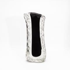 Hand Blown Murano Modern Fluid Vase in Onyx Black with Bubbles - 4235061