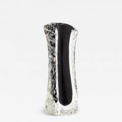 Hand Blown Murano Modern Fluid Vase in Onyx Black with Bubbles - 4249075