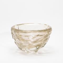 Hand Blown Murano Modern Sculptural Bowl in Clear with 24 karat Gold Flecks - 4231660
