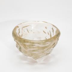 Hand Blown Murano Modern Sculptural Bowl in Clear with 24 karat Gold Flecks - 4231662