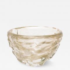 Hand Blown Murano Modern Sculptural Bowl in Clear with 24 karat Gold Flecks - 4249063