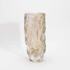 Hand Blown Murano Modern Sculptural Vase Clear with 24 karat Gold Flecks Grande - 4229219