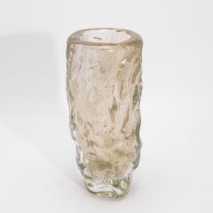 Hand Blown Murano Modern Sculptural Vase Clear with 24 karat Gold Flecks Grande - 4229228