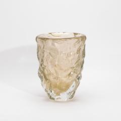 Hand Blown Murano Modern Sculptural Vase Clear with 24 karat Gold Flecks Medium - 4231641