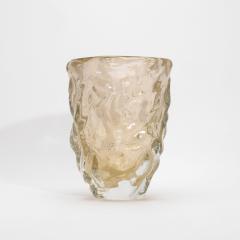 Hand Blown Murano Modern Sculptural Vase Clear with 24 karat Gold Flecks Medium - 4231644