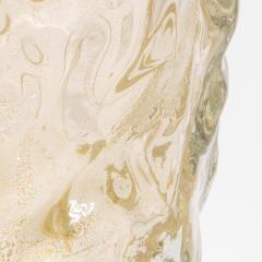 Hand Blown Murano Modern Sculptural Vase Clear with 24 karat Gold Flecks Medium - 4231645