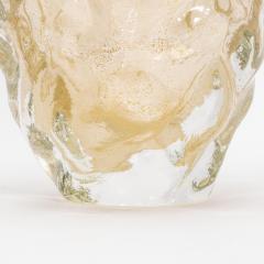 Hand Blown Murano Modern Sculptural Vase Clear with 24 karat Gold Flecks Medium - 4231646