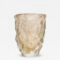 Hand Blown Murano Modern Sculptural Vase Clear with 24 karat Gold Flecks Medium - 4249060