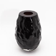Hand Blown Murano Modern Sculptural Vase in Onyx Black - 4231692