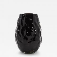 Hand Blown Murano Modern Sculptural Vase in Onyx Black - 4249066