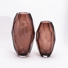 Hand Blown Murano Modern Tall Faceted Vase in Amethyst Large - 4225532