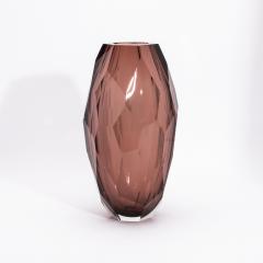 Hand Blown Murano Modern Tall Faceted Vase in Amethyst Large - 4225537