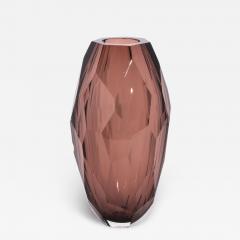 Hand Blown Murano Modern Tall Faceted Vase in Amethyst Large - 4226849