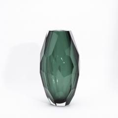Hand Blown Murano Modern Tall Faceted Vase in Emerald Green Large - 4225541
