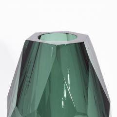Hand Blown Murano Modern Tall Faceted Vase in Emerald Green Large - 4225544