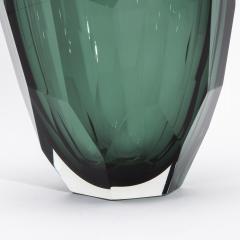 Hand Blown Murano Modern Tall Faceted Vase in Emerald Green Large - 4225546