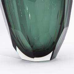Hand Blown Murano Modern Tall Faceted Vase in Emerald Green Large - 4225548