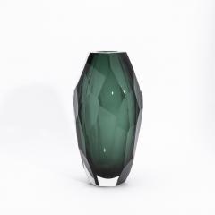 Hand Blown Murano Modern Tall Faceted Vase in Emerald Green Medium - 4225577