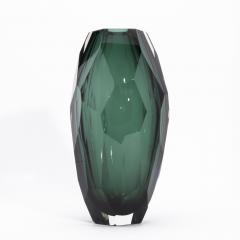 Hand Blown Murano Modern Tall Faceted Vase in Emerald Green Medium - 4225579