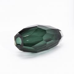 Hand Blown Murano Modern Tall Faceted Vase in Emerald Green Medium - 4225580