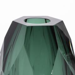 Hand Blown Murano Modern Tall Faceted Vase in Emerald Green Medium - 4225581