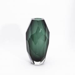 Hand Blown Murano Modern Tall Faceted Vase in Emerald Green Medium - 4225582