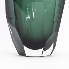 Hand Blown Murano Modern Tall Faceted Vase in Emerald Green Medium - 4225586