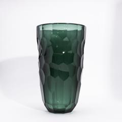 Hand Blown Murano Modern Tall Faceted Vase in Eucalyptus Green Large - 4225567