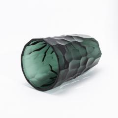 Hand Blown Murano Modern Tall Faceted Vase in Eucalyptus Green Large - 4225569
