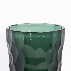 Hand Blown Murano Modern Tall Faceted Vase in Eucalyptus Green Large - 4225571
