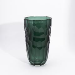 Hand Blown Murano Modern Tall Faceted Vase in Eucalyptus Green Large - 4225572