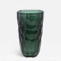 Hand Blown Murano Modern Tall Faceted Vase in Eucalyptus Green Large - 4226851