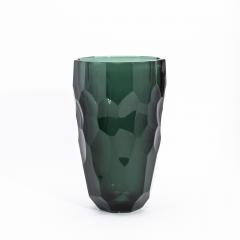 Hand Blown Murano Modern Tall Faceted Vase in Eucalyptus Green Medium - 4227060