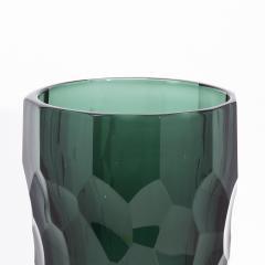 Hand Blown Murano Modern Tall Faceted Vase in Eucalyptus Green Medium - 4227063