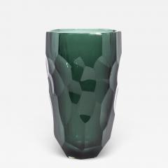 Hand Blown Murano Modern Tall Faceted Vase in Eucalyptus Green Medium - 4227363