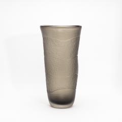 Hand Blown Murano Modern Tall Textural Vase in Smoky Grey - 4235040