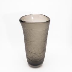 Hand Blown Murano Modern Tall Textural Vase in Smoky Grey - 4235055