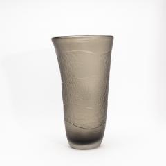 Hand Blown Murano Modern Tall Textural Vase in Smoky Grey - 4235057
