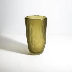 Hand Blown Murano Moon Vase in Olive Large - 3852121